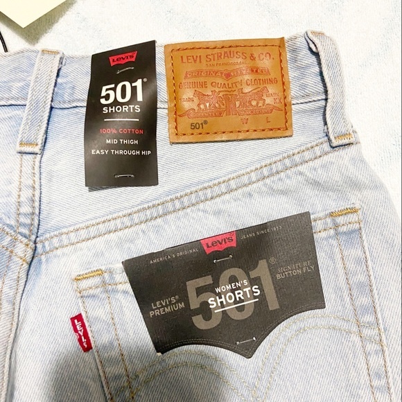 NEW Levi's 501 Mid Thigh High Rise Denim Cutoff Shorts Size 24 - Picture 6 of 6